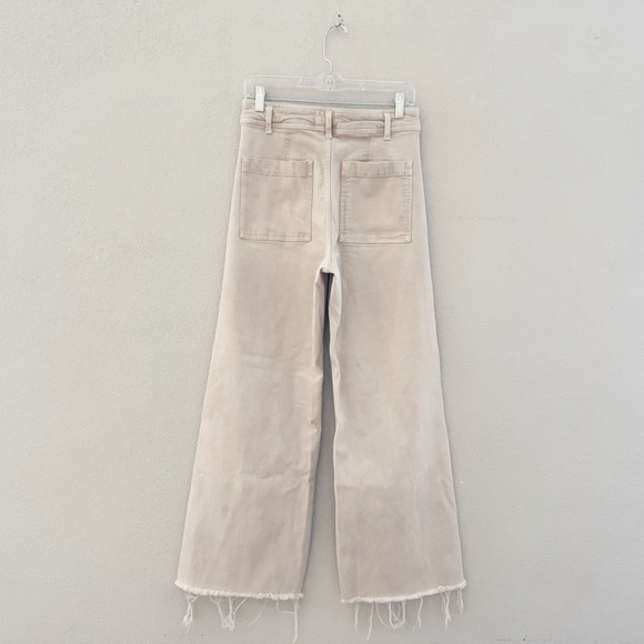 Zara The Marine Wide Leg Jeans 8 Tan Denim Stretch Casual High Rise Minimalist - Picture 7 of 12